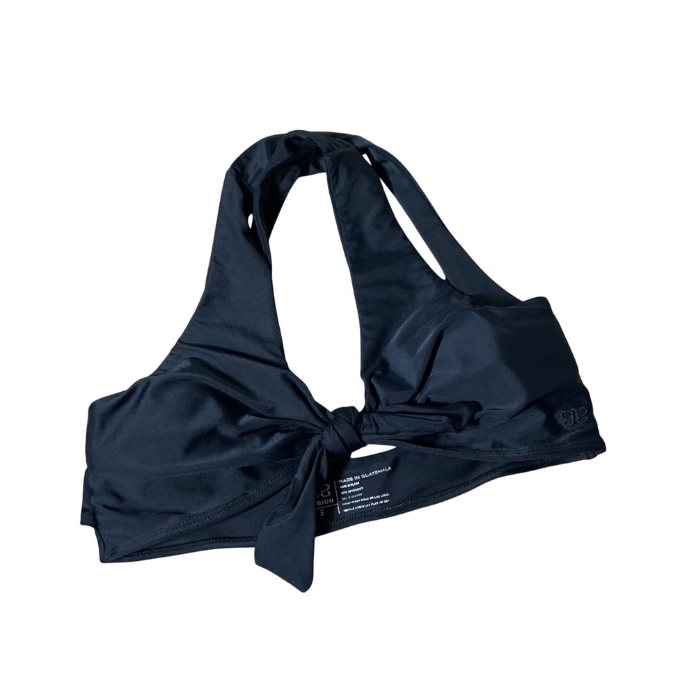 Albion Fit Front Tie Knot Bikini Top Women S Black Halter Wrap Swimwear Solid